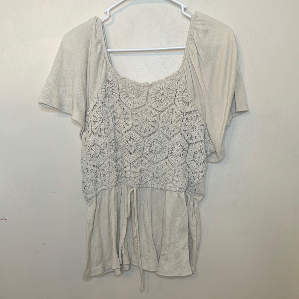 Women's Cream Crochet Top